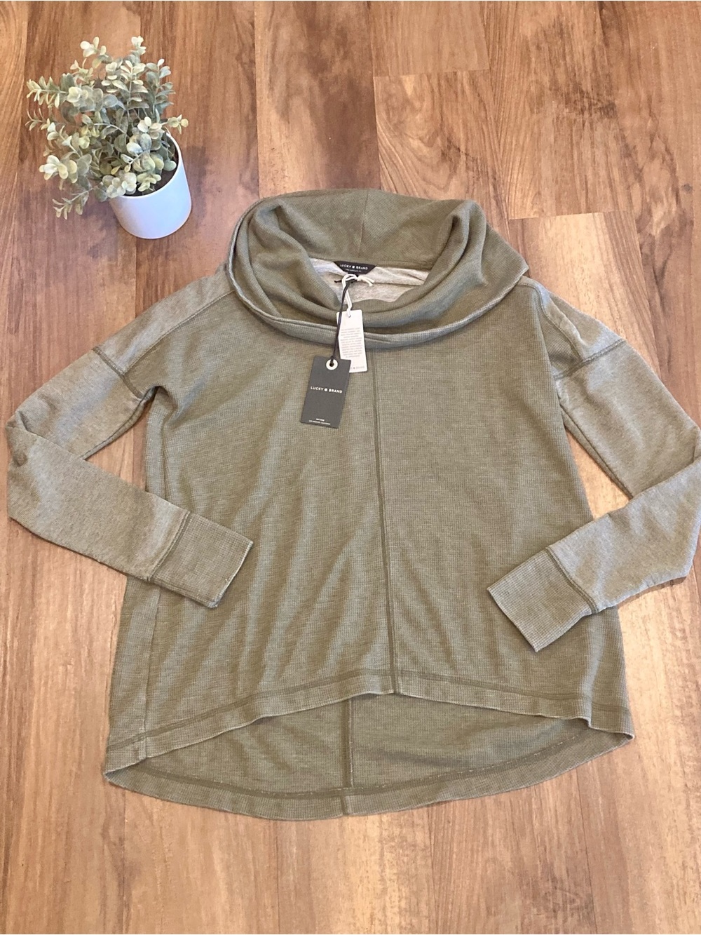 Lucky Brand Olive Green Cowl Neck Sweater